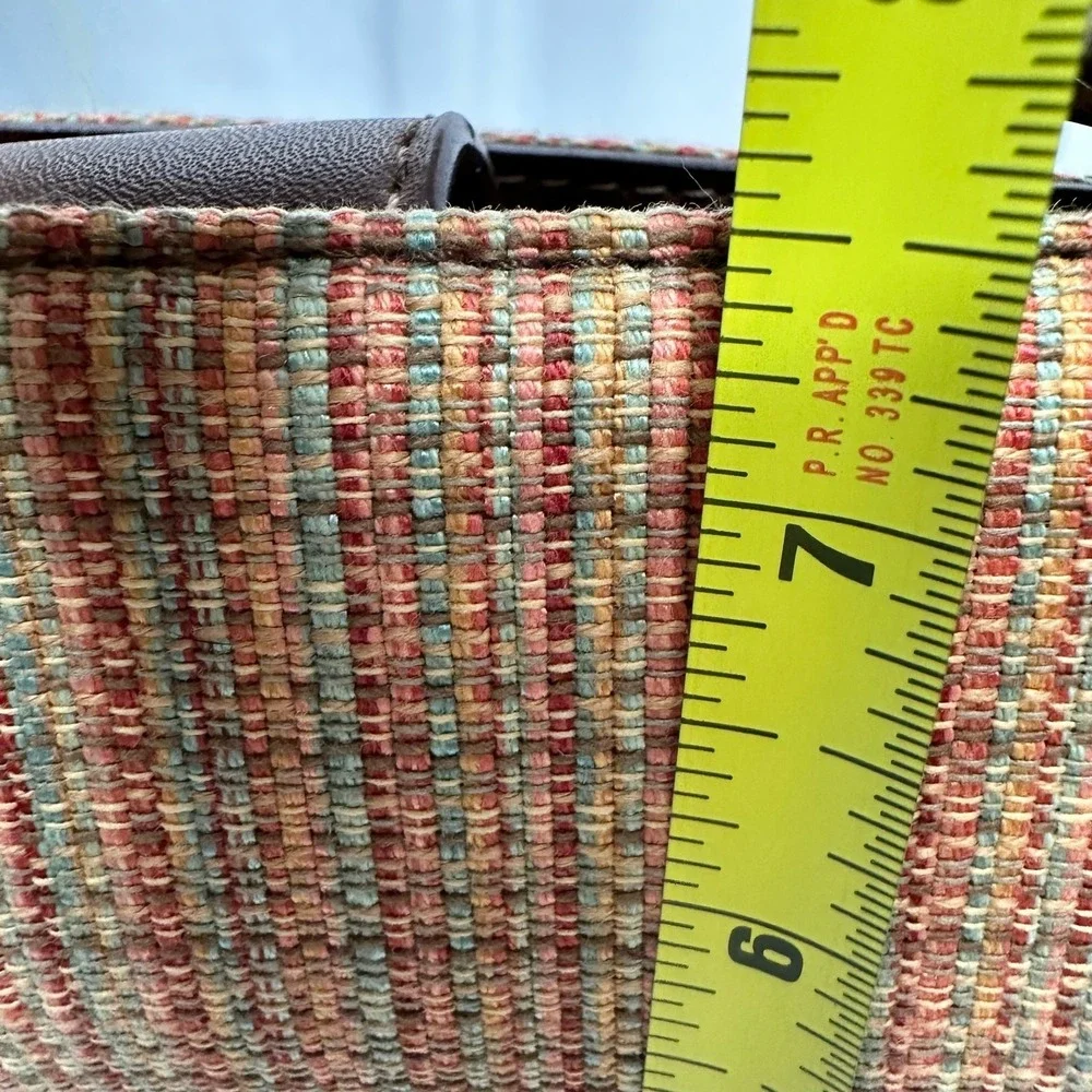 Fossil Purse Bamboo Handle Woven Fabric 3 pocket Handbag 11‎ x 4 x 8